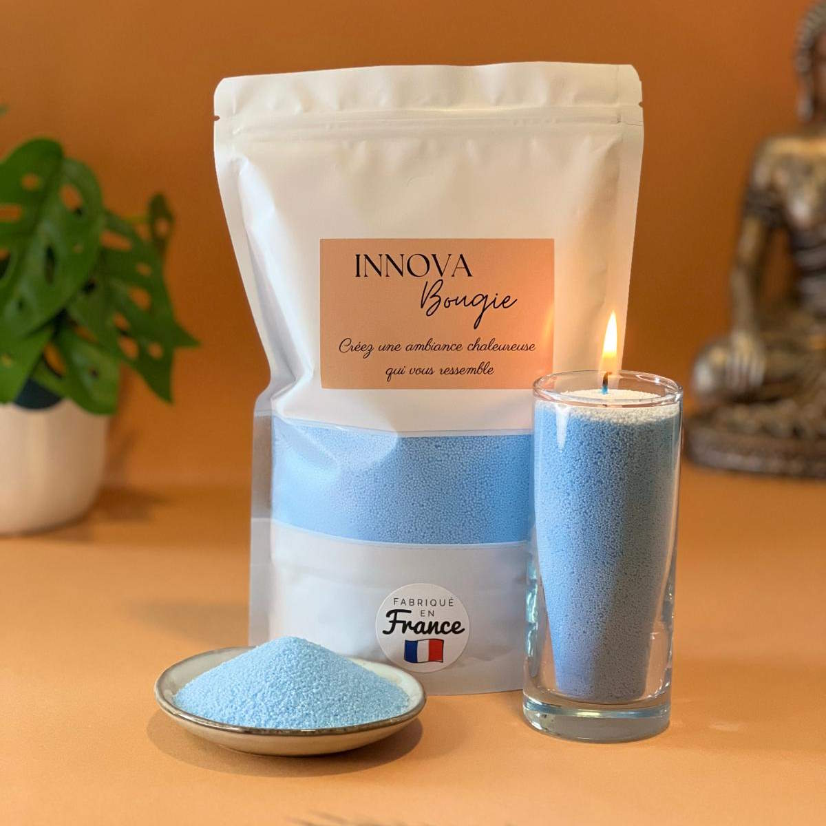 Poudre Bleu Glacé 500g + 20 mèches